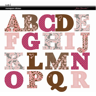Jolie Chocolat Glitter Die Cut Monograms  (pack of 5)